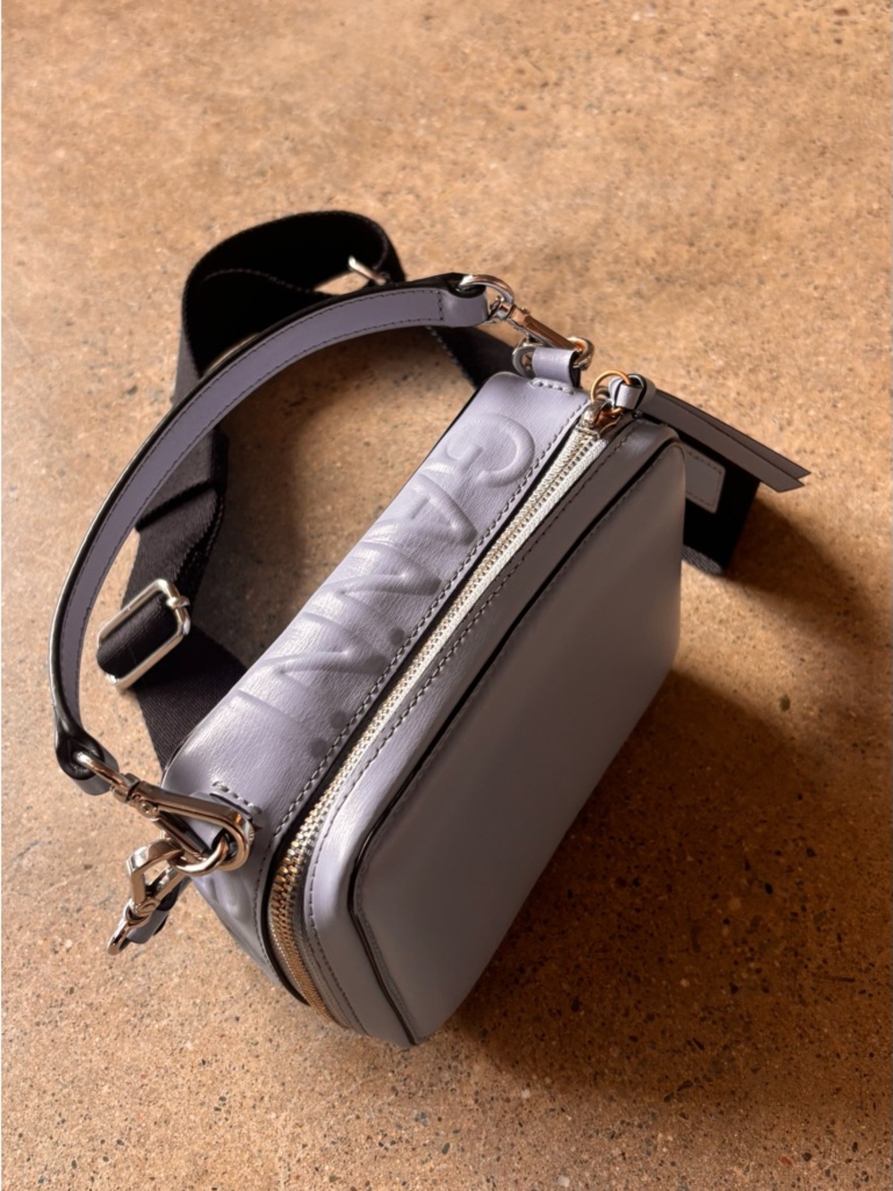 GANNI Lightblue Leather Crossbody Camera Bag with Wide Strap + Extra straps